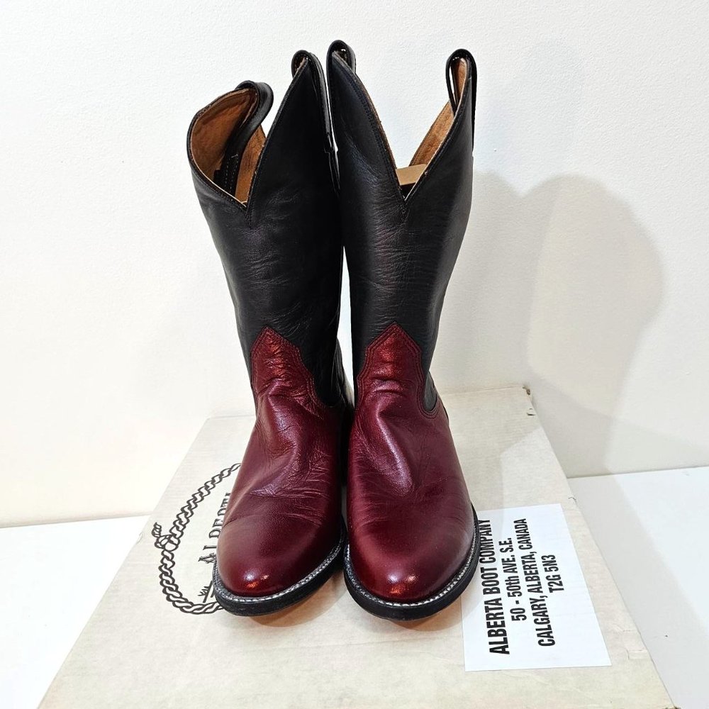17. Cowboy (girl) Boots by Alberta Boots Co. Burgundy Kangaroo. Size 8.5 B. NIB